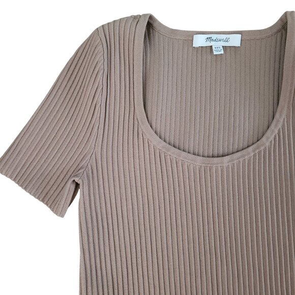 Madewell Ottoman Crop Sweater Tee Womens Size XXS Tan Modern Minimalist NL209 - Picture 4 of 6